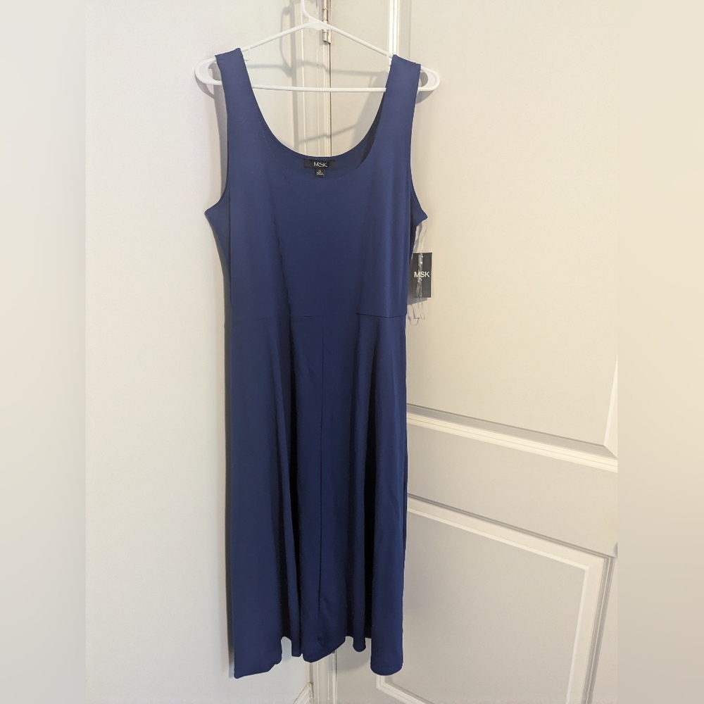 NWT MSK blue sleeveless midi dress